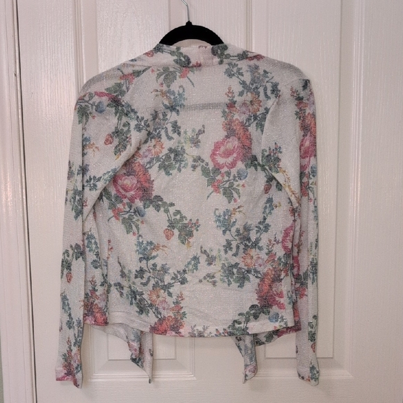 Floral Print Open-Front Cardigan - Picture 2 of 3